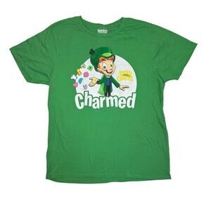 Lucky Charms Men's Large Kelly Green 'Charmed' Graphic Tee
